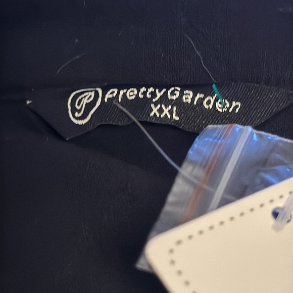 Pretty Garden black cotton buttoned down lantern short sleeves top Sz XXL new - Picture 7 of 9